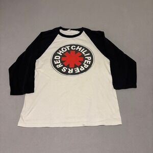 Vintage Red Hot Chili Peppers Raglan Baseball Tee Mens Small Black White Anvil